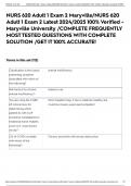 NURS 620 Adult 1 Exam 2 Maryville&sol;NURS 620 Adult 1 Exam 2 Latest 2024&sol;2025 100&percnt; Verified -Maryville University &sol;COMPLETE FREQUENTLY MOST TESTED QUESTIONS WITH COMPLETE SOLUTION &sol;GET IT 100&percnt; ACCURATE&excl;