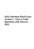 ISSA Nutrition Final Exam Section 1 : True or False Questions with Answers 2023