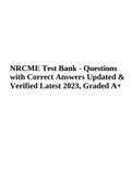 NRCME Test Bank - Questions with Correct Answers Updated & Verified Latest 2023, Graded A+
