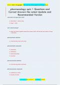 pharmacology quiz 1 Questions and  Correct Answers the Latest Update and  Recommended Version