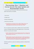 Quiz 1 Pharmacology 5334 Questions and Correct Answers the Latest Update and Recommended Version