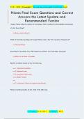  Pilates Test   Questions and Correct Answers the Latest Update and Recommended Version