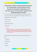 osenthal&colon; Lehne's Pharmacotherapeutics  for Advanced Practice Nurses and  Physician Assistants Questions and  Correct Answers the Latest Update and  Recommended Version