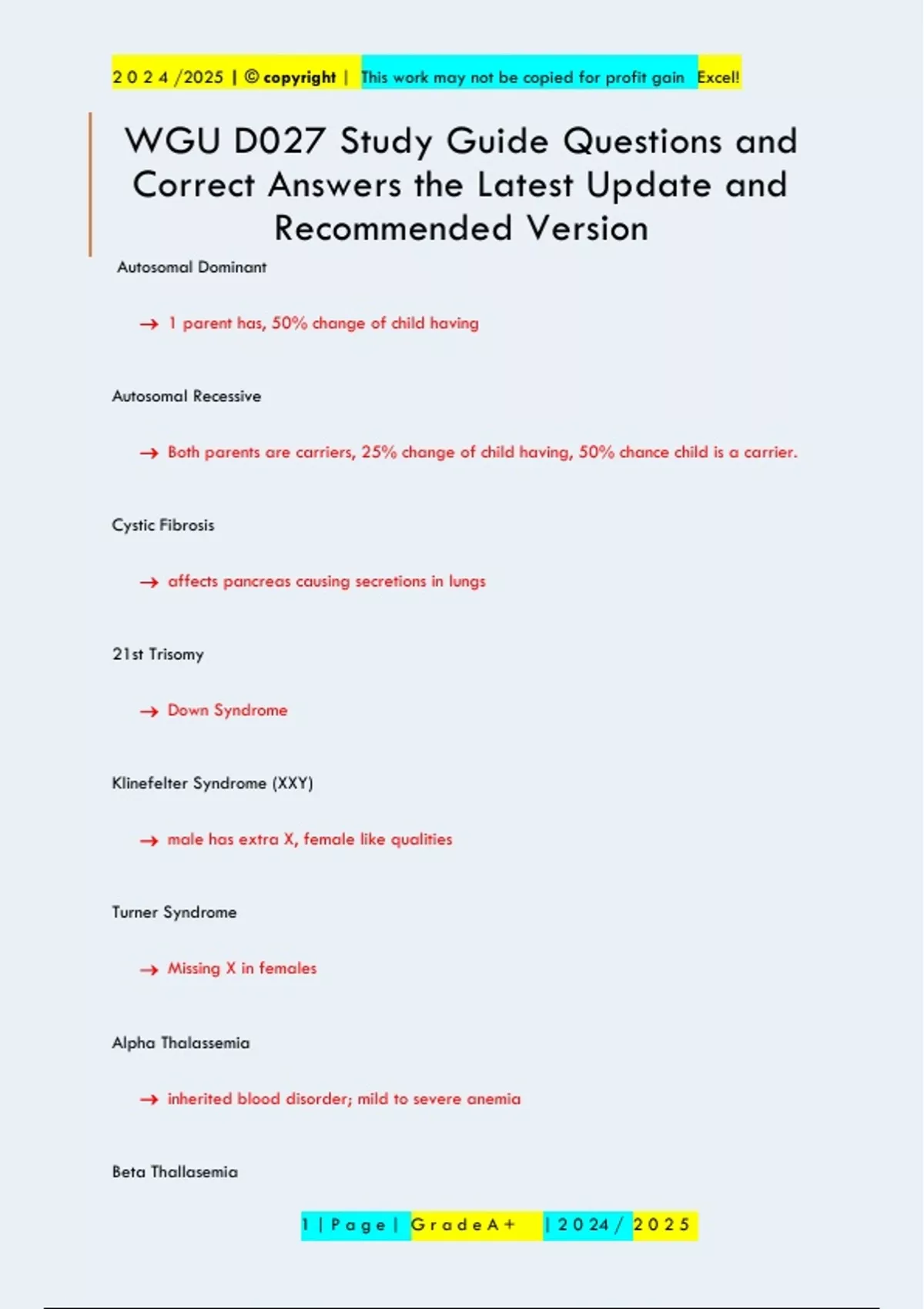 WGU D027 Study Guide Questions and Correct Answers the Latest Update ...
