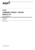 AQA GCSE COMBINED SCIENCE: TRILOGY 8464/C/1H 2023 LATEST RATED A