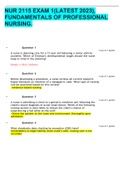 NUR 2115 EXAM 1&lpar;LATEST 2023&rpar;&comma; FUNDAMENTALS OF PROFESSIONAL NURSING&period;