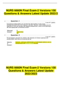 NURS 6660N Final Exam-2 Versions 150 Questions & Answers Latest Update 2022/2