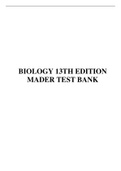 TEST BANK FOR BIOLOGY 13TH EDITION MADER 