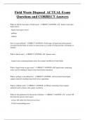 Field Waste Disposal ACTUAL Exam  Questions and CORRECT Answers