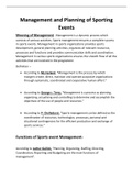 Management of sporting events
