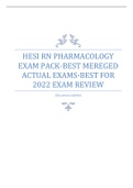 HESI RN PHARMACOLOGY EXAM PACK-BEST MEREGED  ACTUAL EXAMS-BEST FOR  2022 EXAM REVIEW