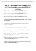 Marine Corps Knowledge Test UPDATED  ACTUAL Exam Questions and CORRECT  Answers