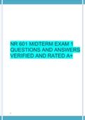 NR 601 MIDTERM EXAM 1  QUESTIONS AND ANSWERS VERIFIED AND RATED A+
