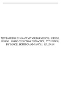 TEST BANK FOR DAVIS ADVANTAGE FOR MEDICAL- SURGICAL NURSING: MAKING CONNECTIONS TO PRACTICE, 2ND EDITION, BY JANICE J. HOFFMAN AND NANCY J. SULLIVAN
