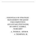 TEST BANK FOR ESSENTIALS OF STRATEGIC MANAGEMENT THE QUEST FOR COMPETITIVE ADVANTAGE  BY JOHN E. GAMBLE, MARGARET A. PETERAF, ARTHUR A. THOMPSON