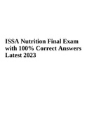 ISSA Nutrition Final Exam | 100% Correct Answers Latest 2023 | Graded A+