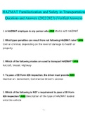 Hazmat Familiarization and Safety In Transportation Test Questions and Answers