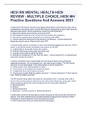 HESI RN MENTAL HEALTH HESI REVIEW - MULTIPLE CHOICE, HESI MH Practice Questions And Answers 2023