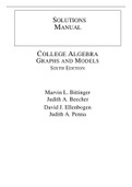 College Algebra Graphs and Models 6e Marvin Bittinger, Judith Beecher, David Ellenbogen, Judith Penna (Solution Manual)
