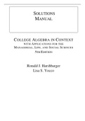 College Algebra in Context with Applications for the Managerial, Life, and Social Sciences, 5e Ronald Harshbarger, Lisa Yocco (Solution Manual)