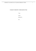                    NRS-428VN Community Teaching Plan&colon; Teaching Experience Paper