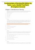Fundamentals of Nursing 9th Edition by Taylor&comma; Lynn&comma; Bartlett Test Bank  All chapters Covered