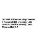 2023 HESI Pharmacology Version 1 (V1) Test Bank | Complete Questions with Answers and Rationales) Updated Graded A+ | HESI Pharmacology Exam | HESI Pharmacology Proctored Exam Download To Score A+ and  HESI Pharmacology Version 1 – Questions 1 Through 100