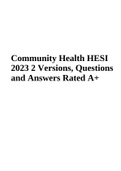 Community Health HESI 2023 2 Versions, Questions and Answers Rated A+ (with Rationales) | HESI Community Health Exam 2023 | Community Health HESI Exam 2023 | Verified and Rated A+ and Community Health Exit HESI Updated 2023 and Community Proctored (Best G