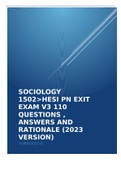 SOCIOLOGY 1502>HESI PN EXIT EXAM V3 110 QUESTIONS , ANSWERS AND RATIONALE (2023 VERSION)