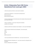 U&period;S&period;A&period; Citizenship Test &lpar;100 Civics Questions&rpar; from uscis&period;gov 2023