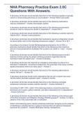 NHA Pharmacy Practice Exam 2&period;0C Questions With Answers&period;
