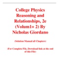 College Physics Reasoning and Relationships, 2e (Volum1+ 2) By Nicholas Giordano (Solution Manual)