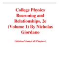 College Physics Reasoning and Relationships, 2e (Volume 1) By Nicholas Giordano (Solution Manual)