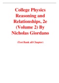 College Physics Reasoning and Relationships, 2e (Volume 2) By Nicholas Giordano (Test Bank)
