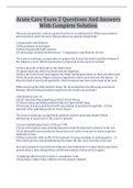 Acute Care Exam 2 Questions And Answers With Complete Solution
