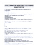 Acute Care Exam 3 Questions And Answers 100&percnt; Correct