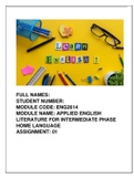 ENG2614 ASSIGNMENT 01 YEAR MODULE 2023