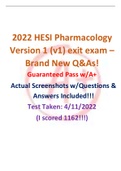 2022 HESI Pharmacology  Version 1 (v1) exit exam – Brand New Q&As!  Guaranteed Pass w/A+  Actual Screenshots w/Questions & Answers Included!!!  Test Taken: 4/11/2022  (I scored 1162!!!)