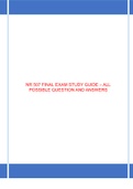  NR 507 FINAL EXAM STUDY GUIDE – ALL POSSIBLE QUESTION AND ANSWERS 100% CORRECT