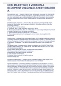 HESI MILESTONE 2 VERSION A BLUEPRINT 2023&sol;2024 LATEST GRADED A&period;