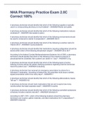 NHA Pharmacy Practice Exam 2&period;0C Correct 100&percnt;
