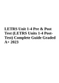 LETRS Unit 1-4 Pre & Post Test (LETRS Units 1-4 PostTest) Complete Guide Graded A+ 2023