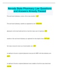Nevada State Pharmacy Law Questions and Answers Already Passed
