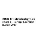BIOD 171 Microbiology Lab Exam 1 – Portage Learning (Latest 2023) Rated A+ | BIOD171 Microbiology Lab Notebook | Complete Rated A+ & BIOD 171 Microbiology Lab 1-9 Exams Complete Questions and Answers (Complete Guide)