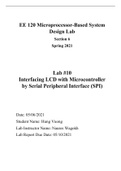 EE 120 Microprocessor‐Based System Design Lab Section 6. Lab 10. Interfacing LCD with Microcontroller by Serial Peripheral Interface (SPI).. 20 Digital Design II - San Jose State University