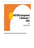 FAC1502 Assignment 2 Semester 1 2023 QUIZ DISTINCTION QUARANTEED!
