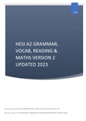 HESI A2 GRAMMAR, VOCAB, READING, & MATHS VERSION 2 2023