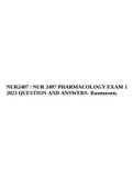 NUR2407 / NUR 2407 PHARMACOLOGY EXAM 1 2023 QUESTION AND ANSWERS & NUR 2407 Health Assessment Answered Test Bank (Full Exam) 100% Correct Answers.