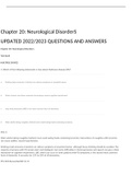 Chapter 20: Neurological DisorderS UPDATED 2022/2023 QUESTIONS AND ANSWERS