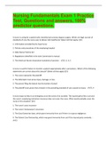 Nursing Fundamentals Exam 1 Practice Test, Questions and answers, 100% predictor questions.